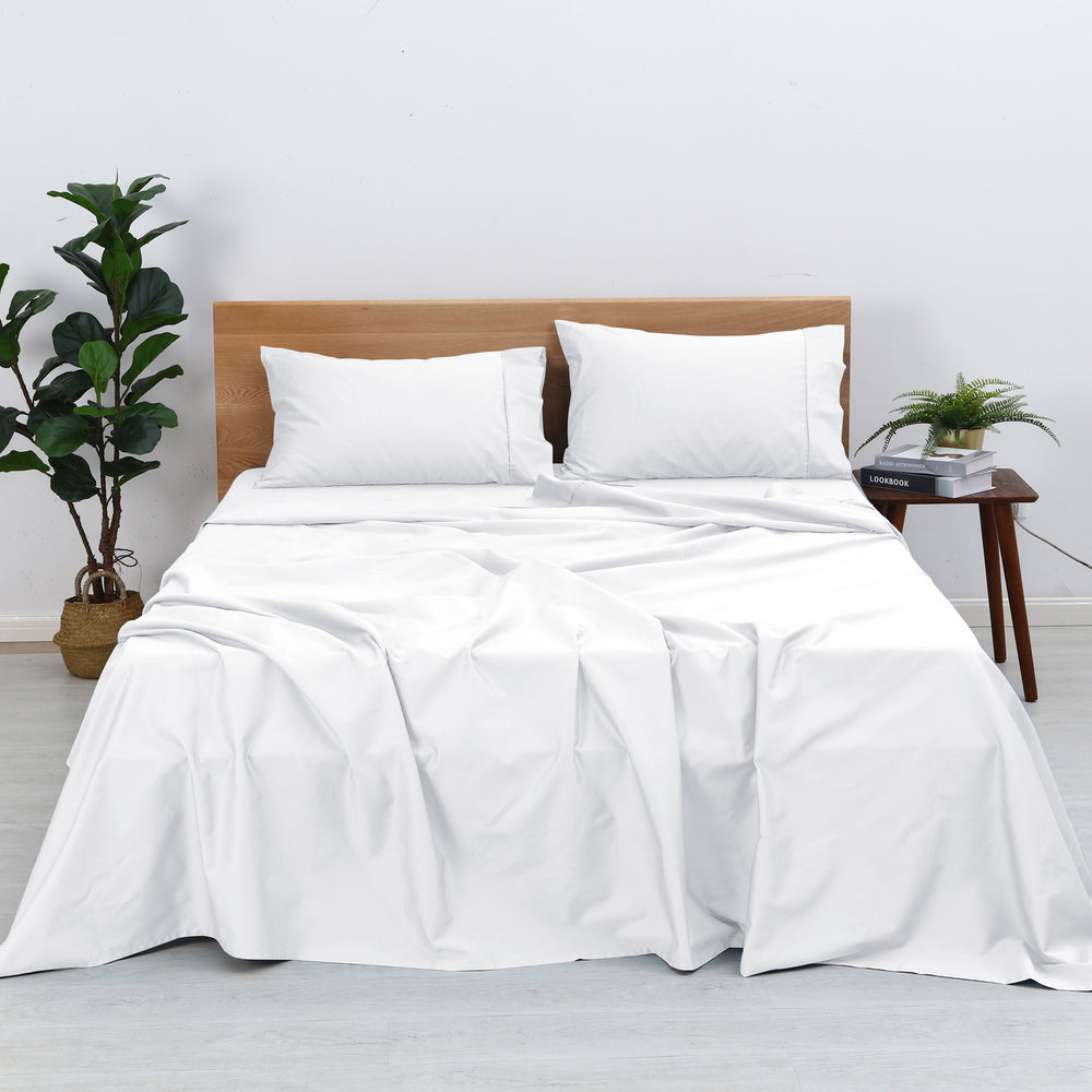 Natural Home Organic Cotton Sheet Set WHITE Single Bed