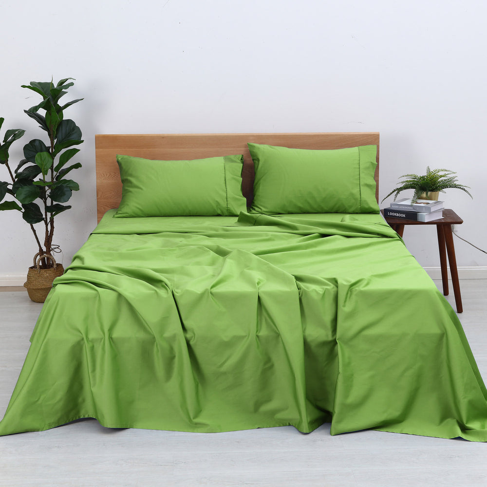 Natural Home Organic Cotton Sheet Set GREEN King Bed