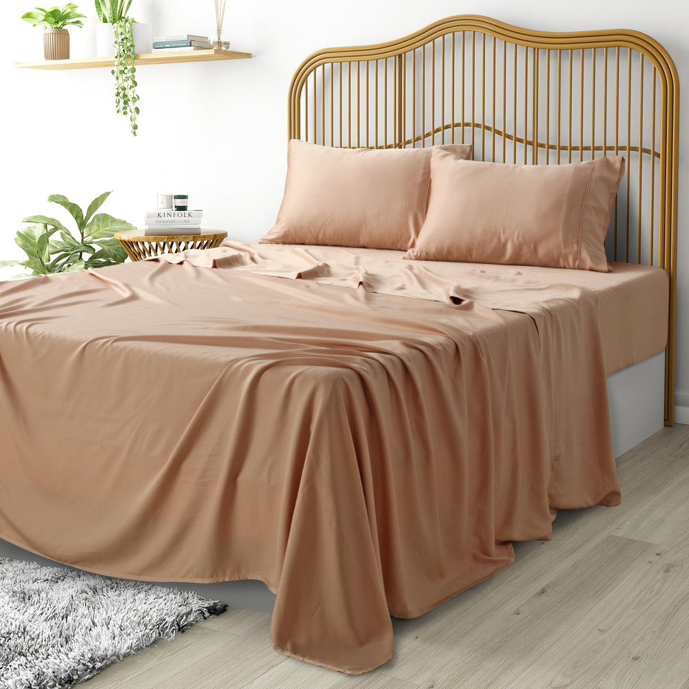 Natural Home Tencel Sheet Set HAZELNUT Queen Bed