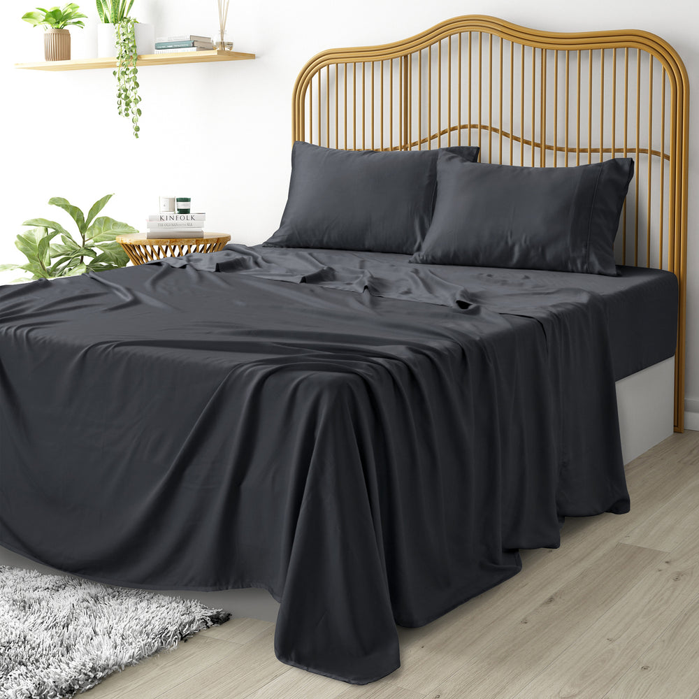 Natural Home Tencel Sheet Set CHARCOAL King Bed