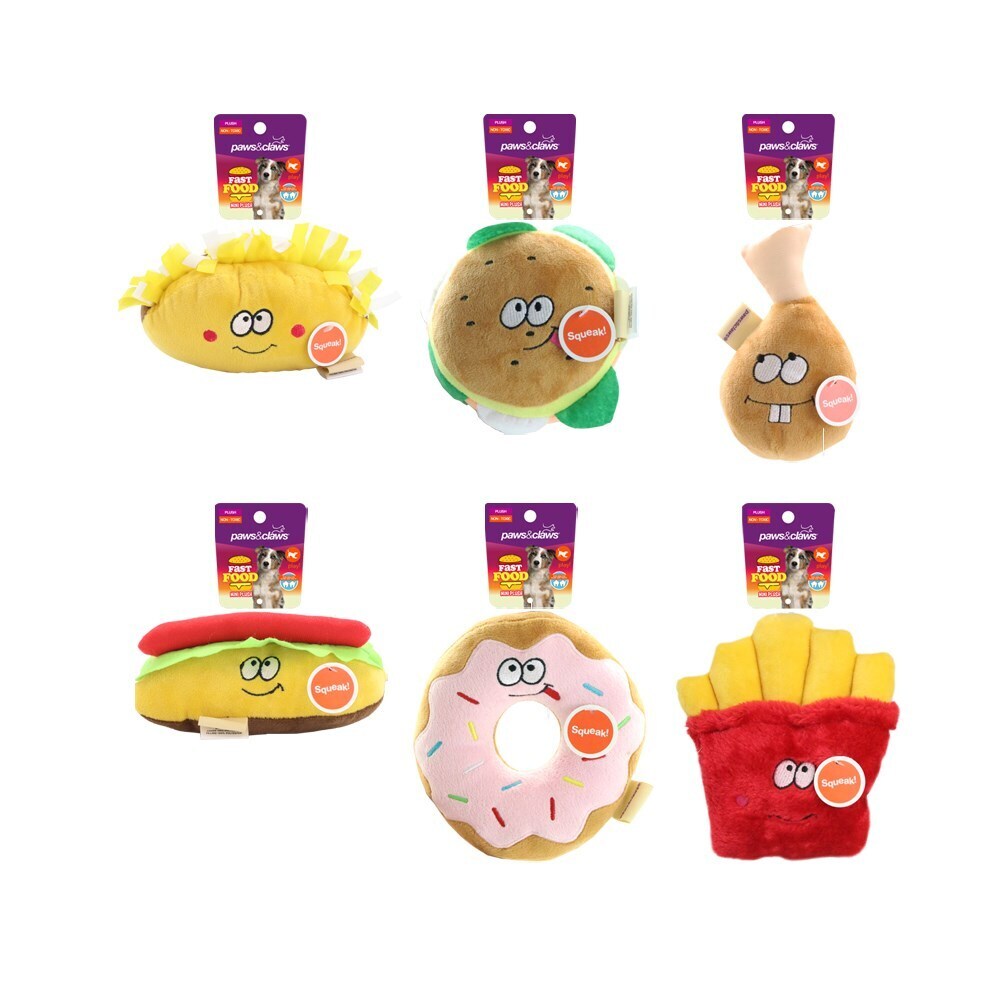 Paws &amp; Claws Fast Food Plush Clip Strip 17cm Assorted