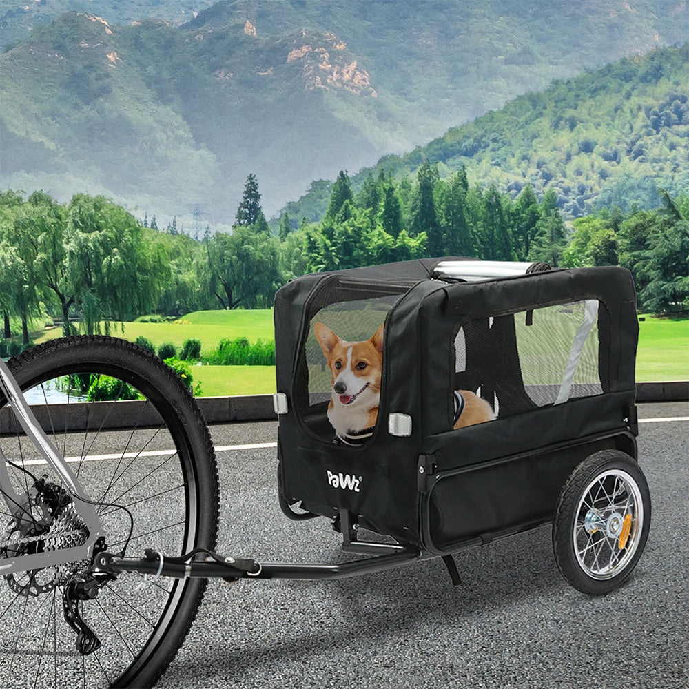 Pawz Pet Stroller Bike Trailer Foldable Pet Trailer 2-IN-1 Outdoor Sunroof