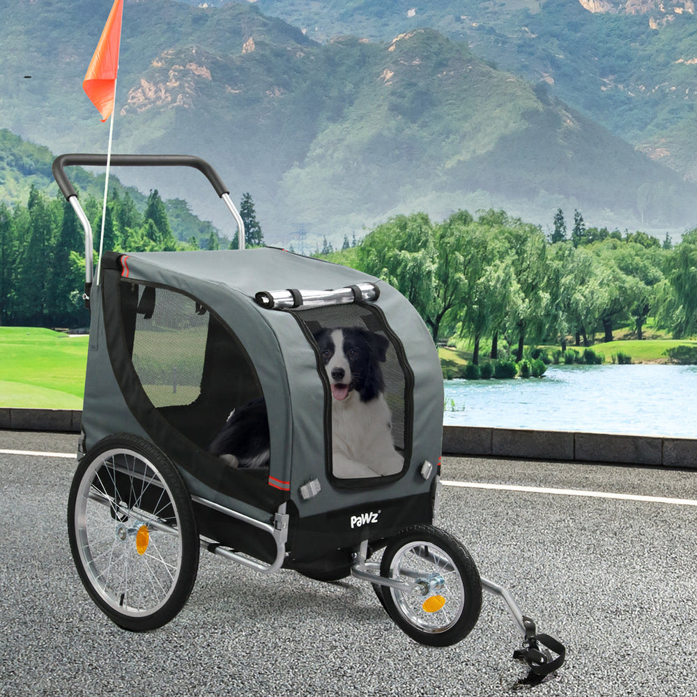 Pawz Pet Stroller Bike Trailer Foldable Pet Trailer 3-IN-1 Outdoor Sunroof