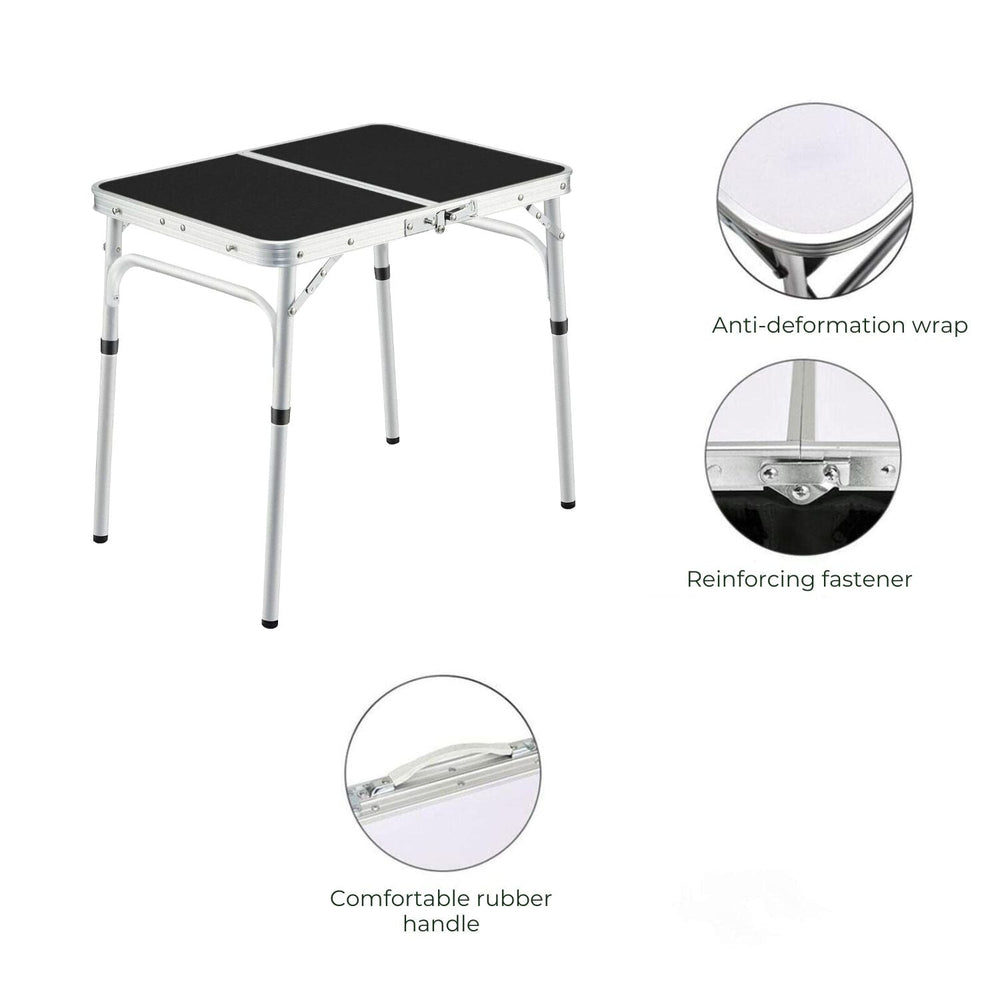 Kiliroo Folding Aluminium Camping Table Portable Outdoor Picnic Desk 60cm Black