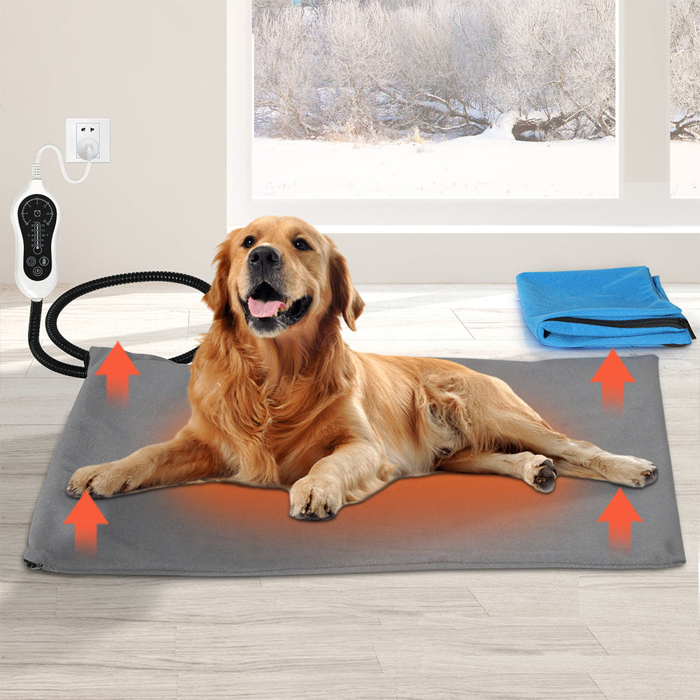 PaWz Pet Heater Bed Mat Electric Heated Blanket Pad Timer Removable Cover