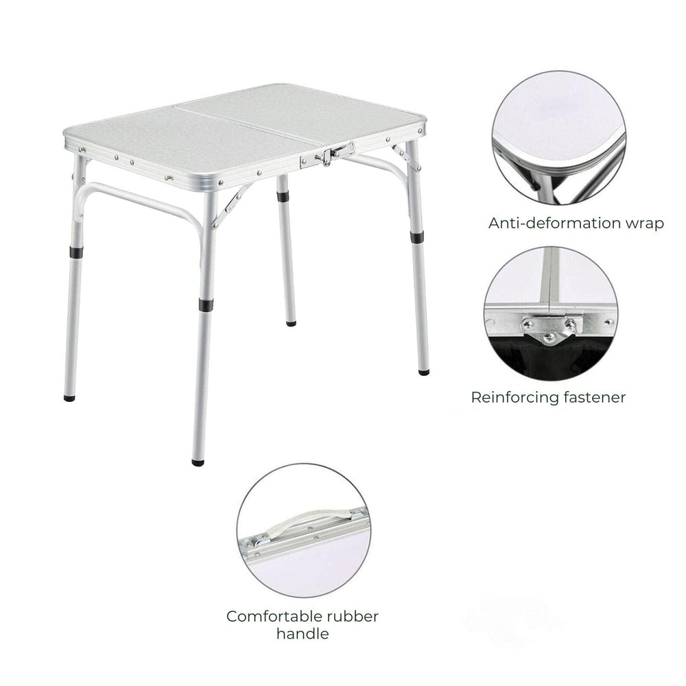 Kiliroo Folding Aluminium Camping Table Portable Outdoor Picnic Desk 60cm Silver