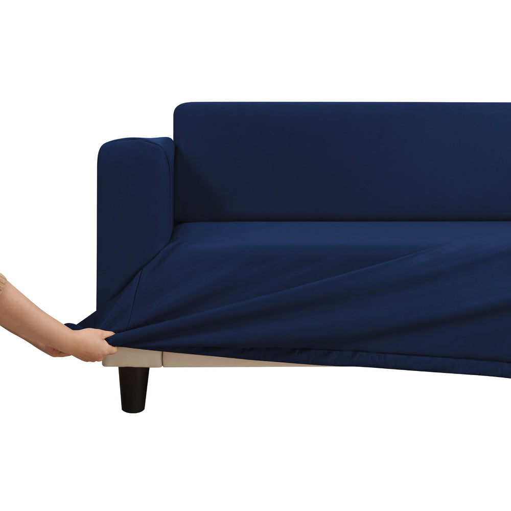 8000851 Premium Suede Sofa Cover Dark Blue 3 Seater