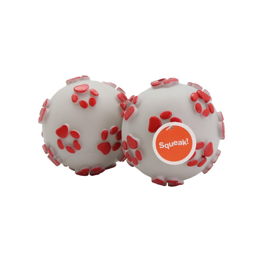 2PK Paws &amp; Claws Paw Print Ball Vinyl 10cm Assorted