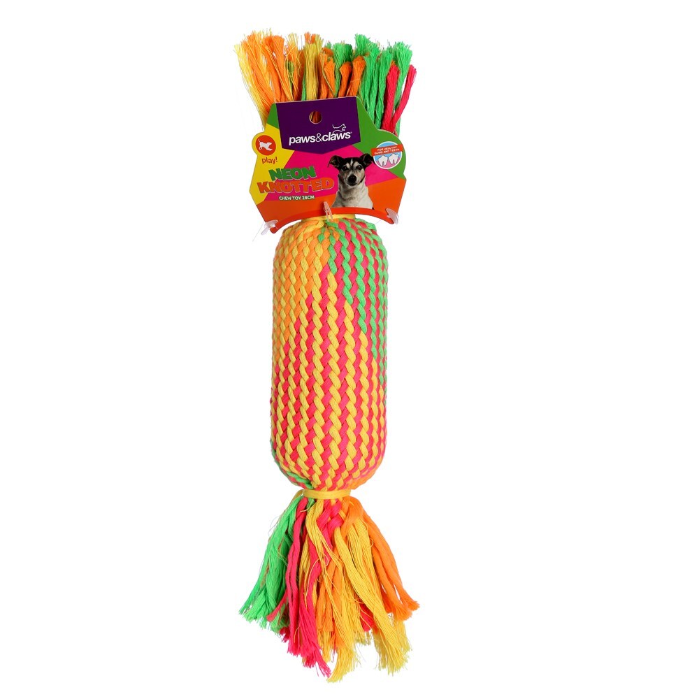 Paws &amp; Claws Neon Knotted Rope Baton Toy 28X5cm