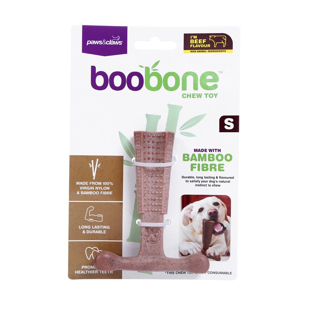 Paws &amp; Claws BooBone Small T-Bone Chew Toy - Assorted Flavour
