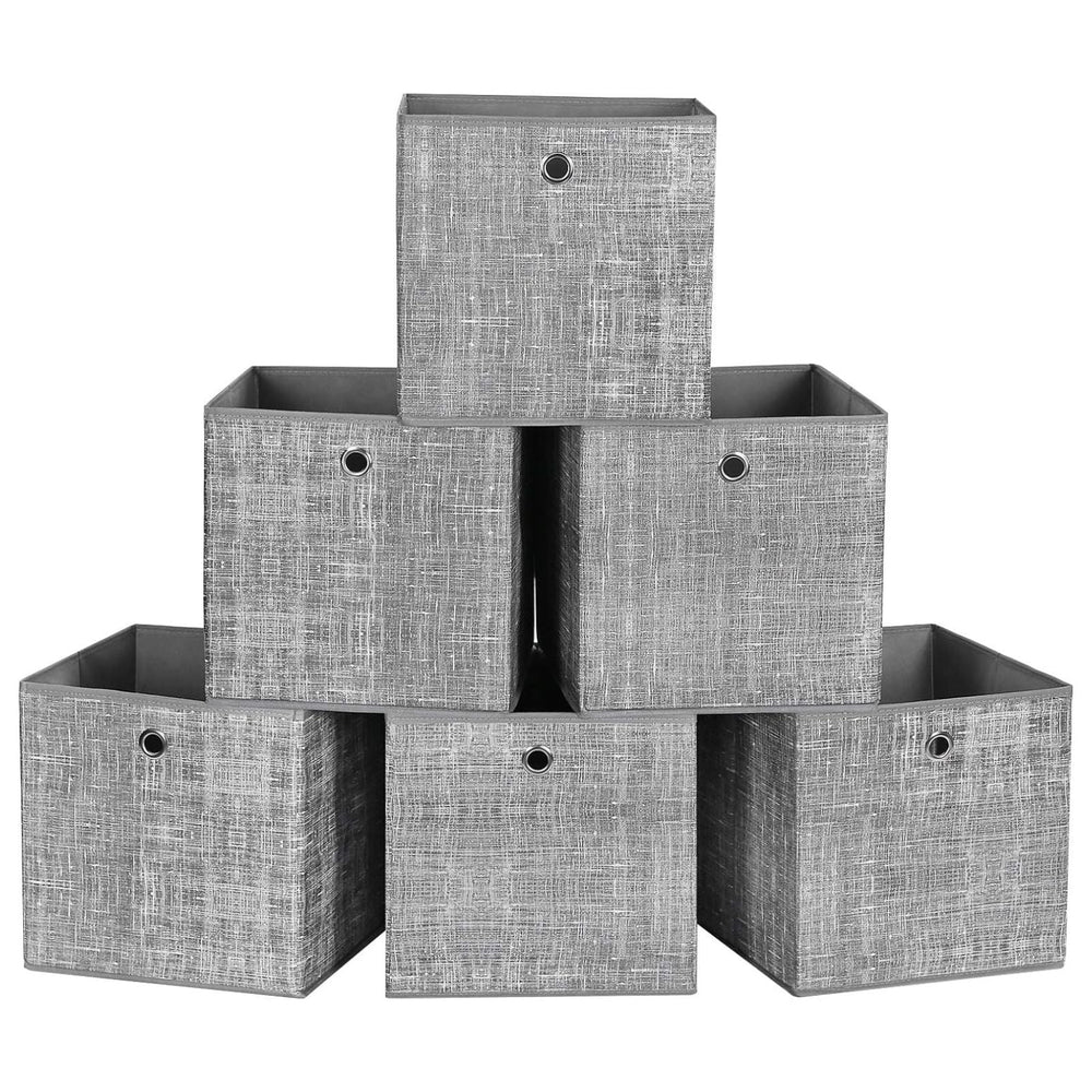 6x SONGMICS Non Woven Fabric Foldable Cube Organiser Box Storage Boxes - Grey