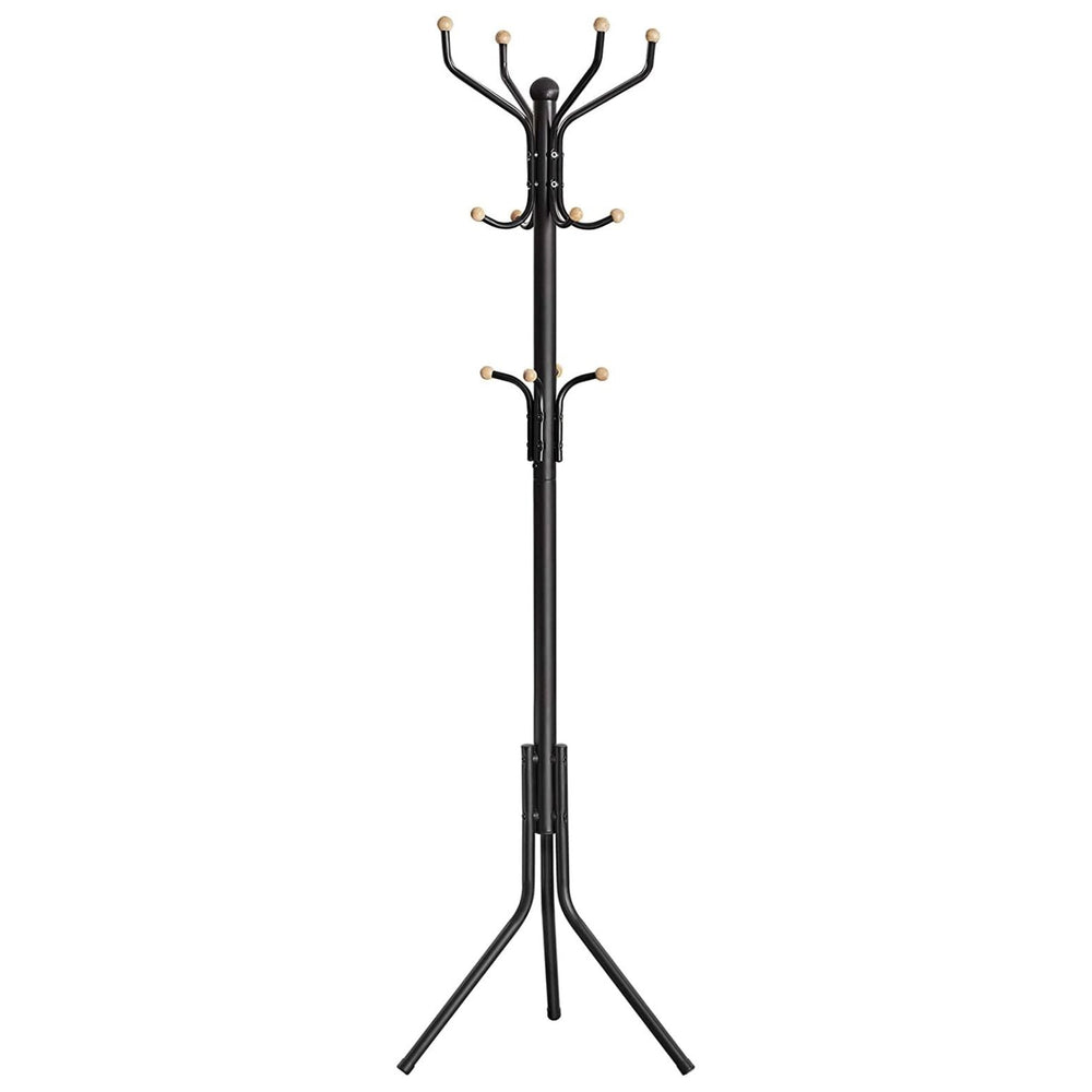 SONGMICS Clothes Hat Garment Stand Hall Tree Hanger Organiser Hook Metal Coat Rack - Black