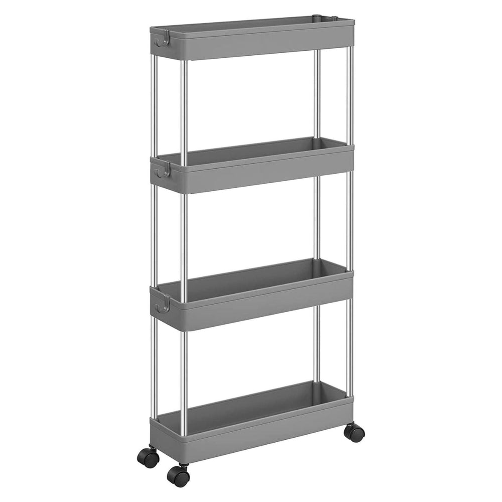 SONGMICS Kitchen Bathroom Rack Shelf Organiser Storage Trolley Cart - Grey