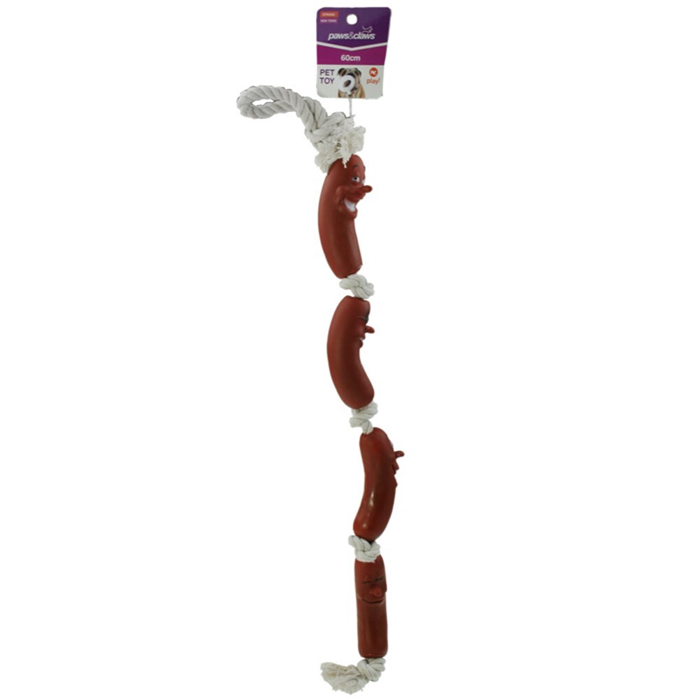 Paws &amp; Claws 60cm Sausage Chain Of 4 Snags Pet Toy