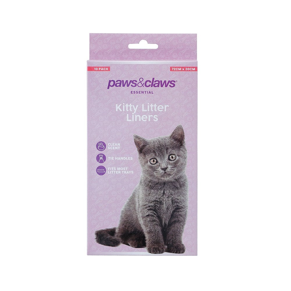 10PK Paws &amp; Claws Kitty Litter Liners 72x30cm