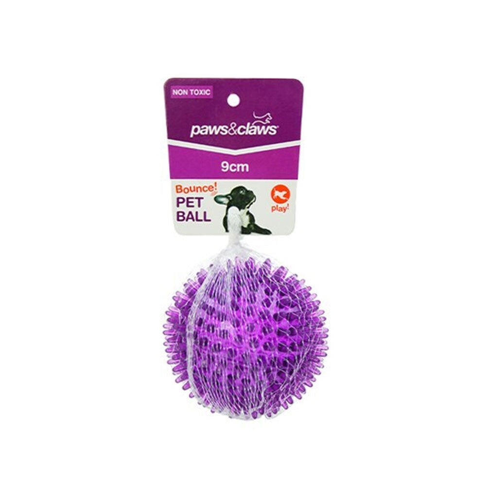 Paws And Claws Spikey Ball Tpr Pet Toy 9Cm Asstd Colour