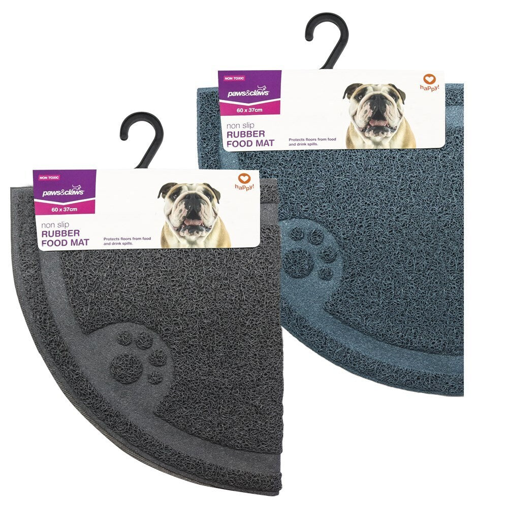 Paws &amp; Claws Pet Non Slip Rubber Food Mat 60x37cm Assorted