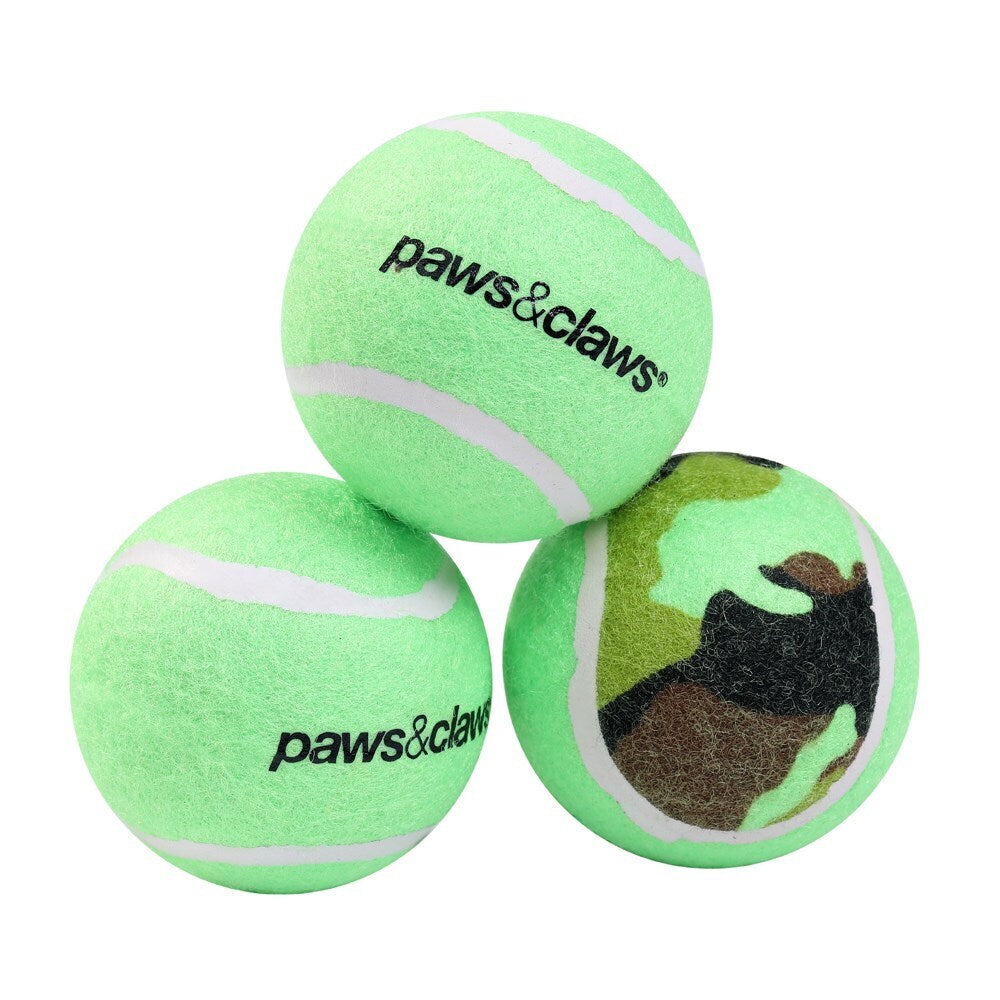 3PK Paws &amp; Claws Tennis Balls 6cm Assorted