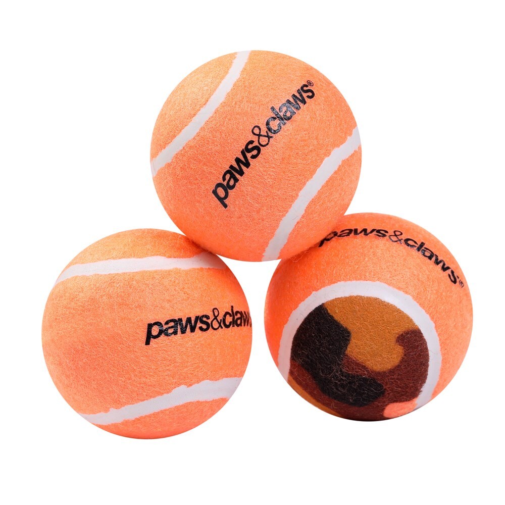 3PK Paws &amp; Claws Tennis Balls 6cm Assorted