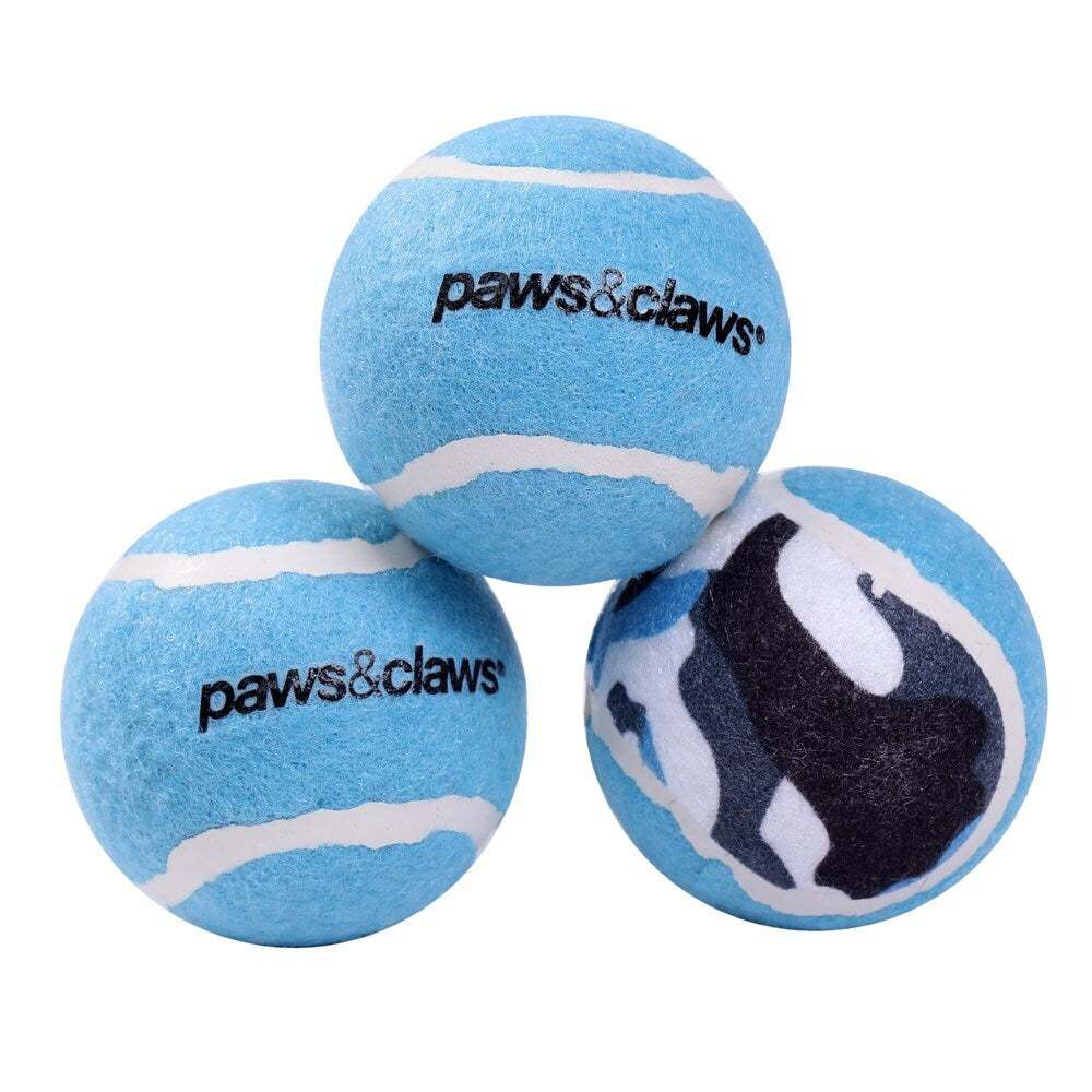 3PK Paws &amp; Claws Tennis Balls 6cm Assorted