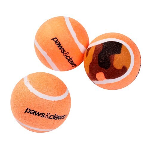 3PK Paws &amp; Claws Tennis Balls 6cm Assorted