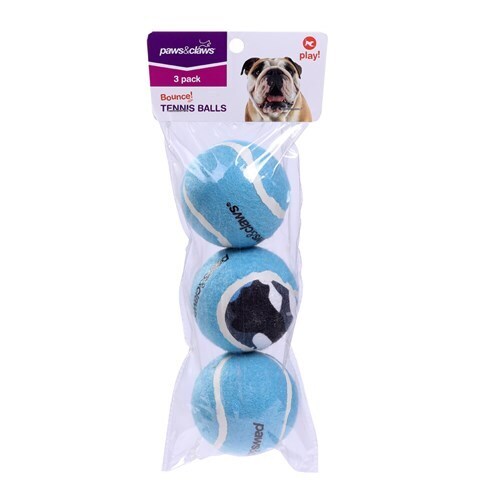 3PK Paws &amp; Claws Tennis Balls 6cm Assorted