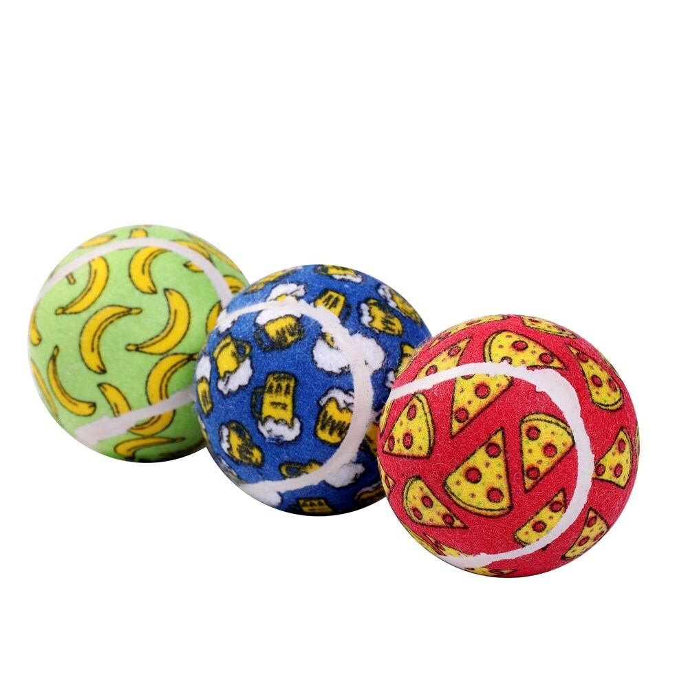 3PK Paws &amp; Claws Tennis Balls 6cm Printed Assorted