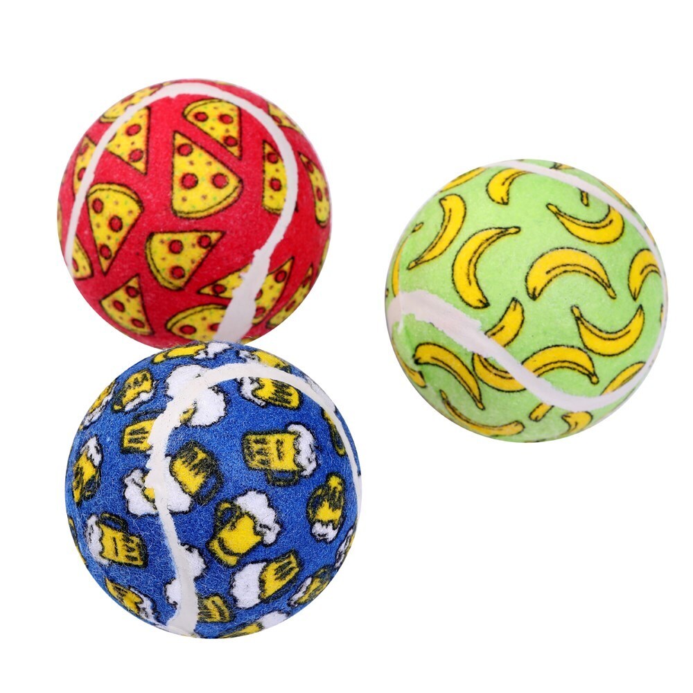 3PK Paws &amp; Claws Tennis Balls 6cm Printed Assorted
