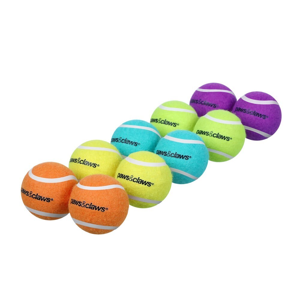 8PK Paws &amp; Claws Tennis Balls 6cm Solid Assorted