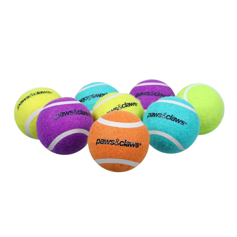 8PK Paws &amp; Claws Tennis Balls 6cm Solid Assorted