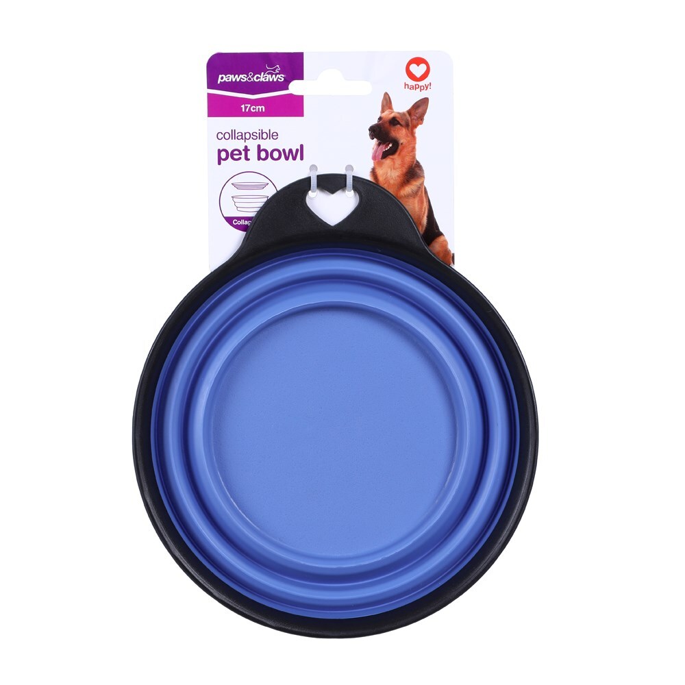 Paws &amp; Claws Collapsible Pet Bowl 17x14x5cm Assorted