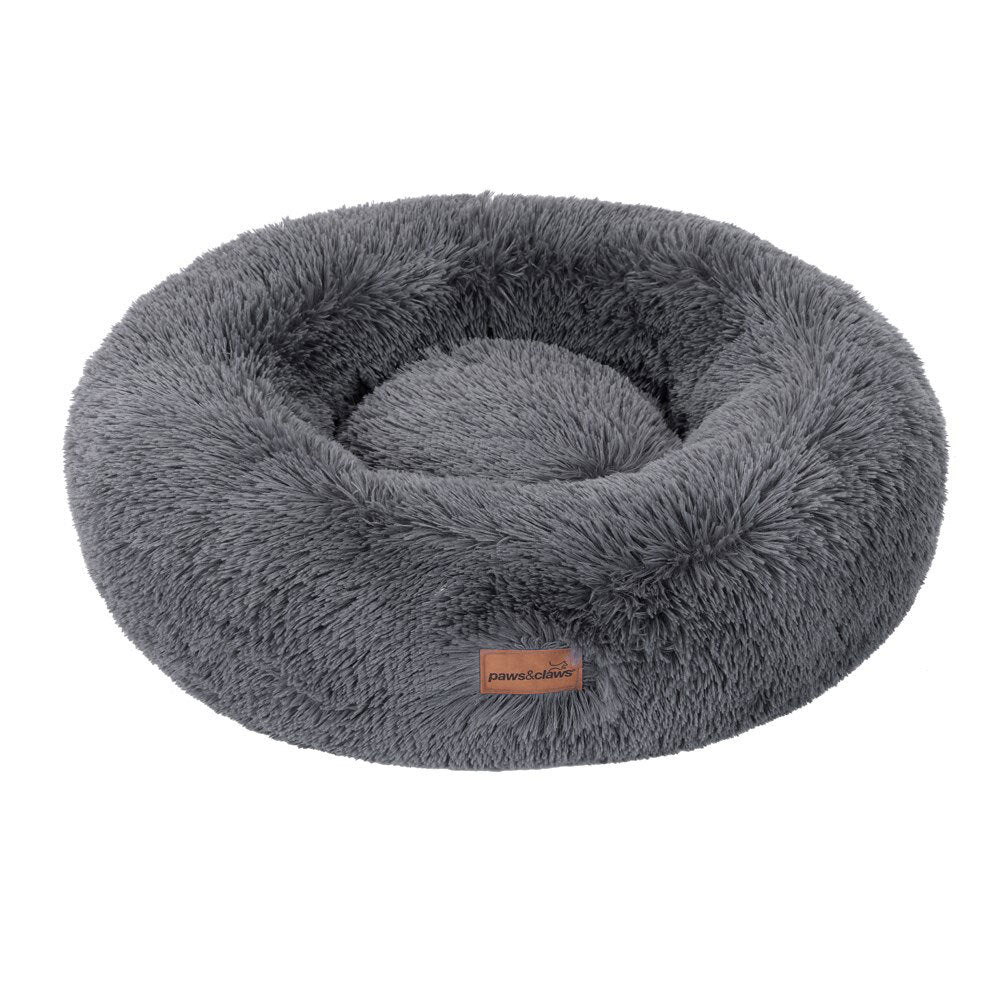 Paws &amp; Claws 50cm x 50cm Small Calming Plush Bed - Grey