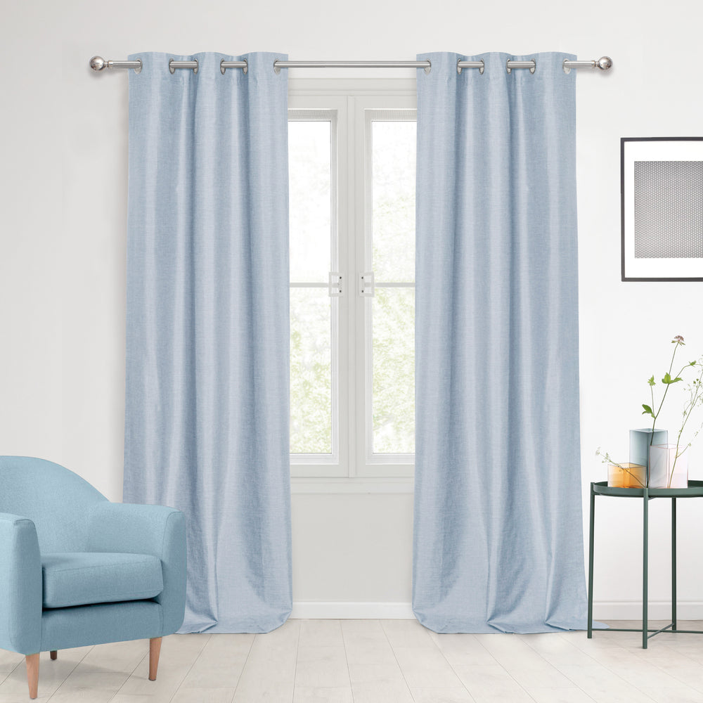 Sherwood Home 100% Blockout Eyelet Curtain Pair Ocean Blue 90x223cm