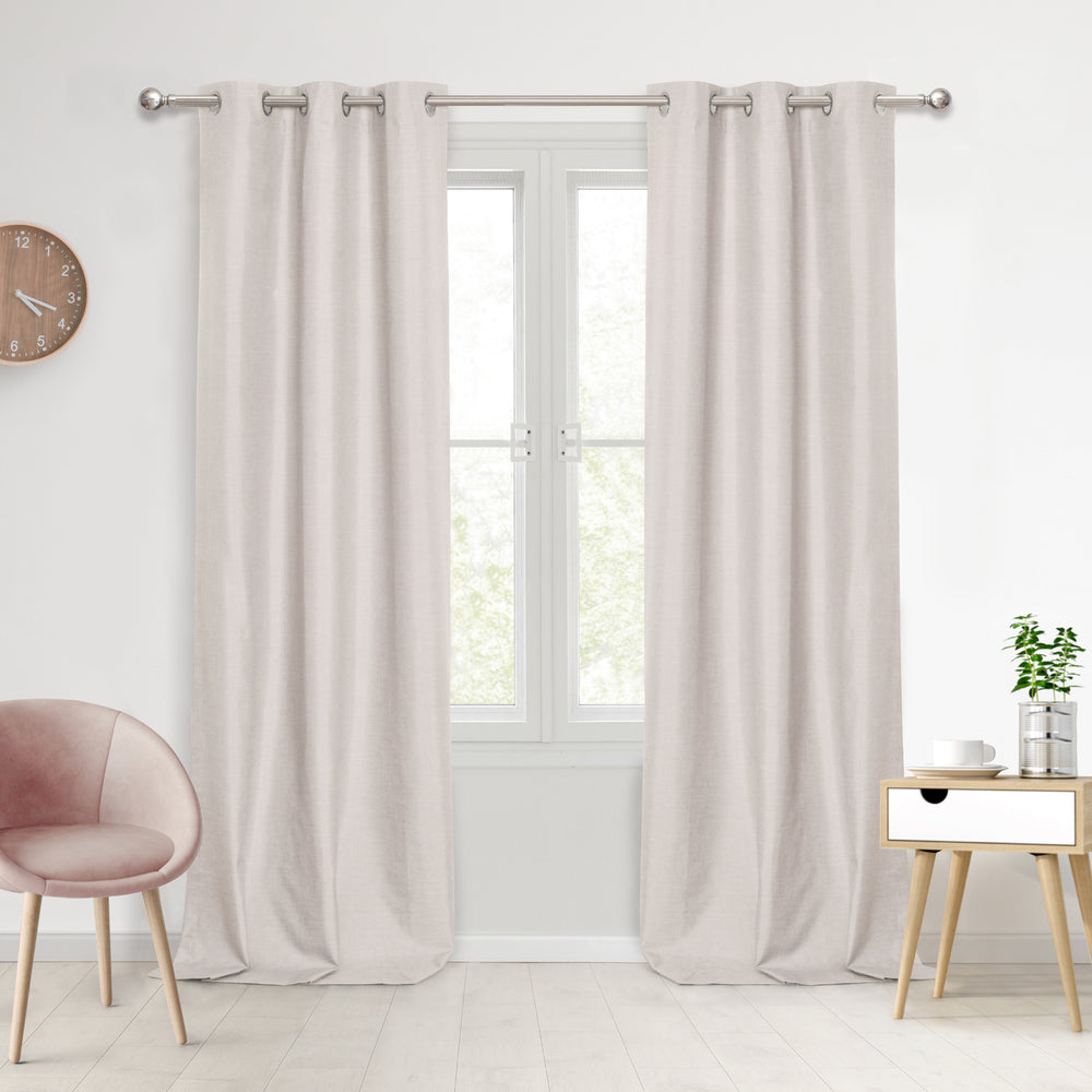 Sherwood Home 100% Blockout Eyelet Curtain Pair Porcelain 90x223cm