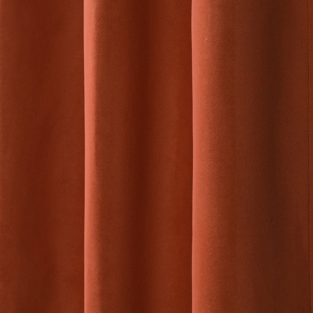 Cadence &amp; Co. Byron Matte Velvet 100% Blockout Eyelet Curtains Twin Pack Rust 180x223cm