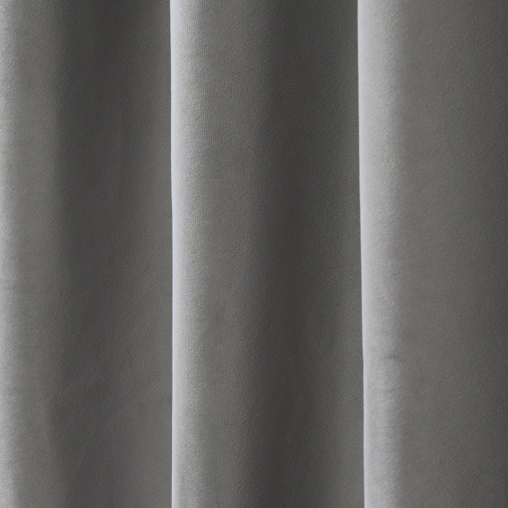 Cadence &amp; Co Byron Matte Velvet 100% Blockout Eyelet Curtains Twin Pack Silver 225x223cm