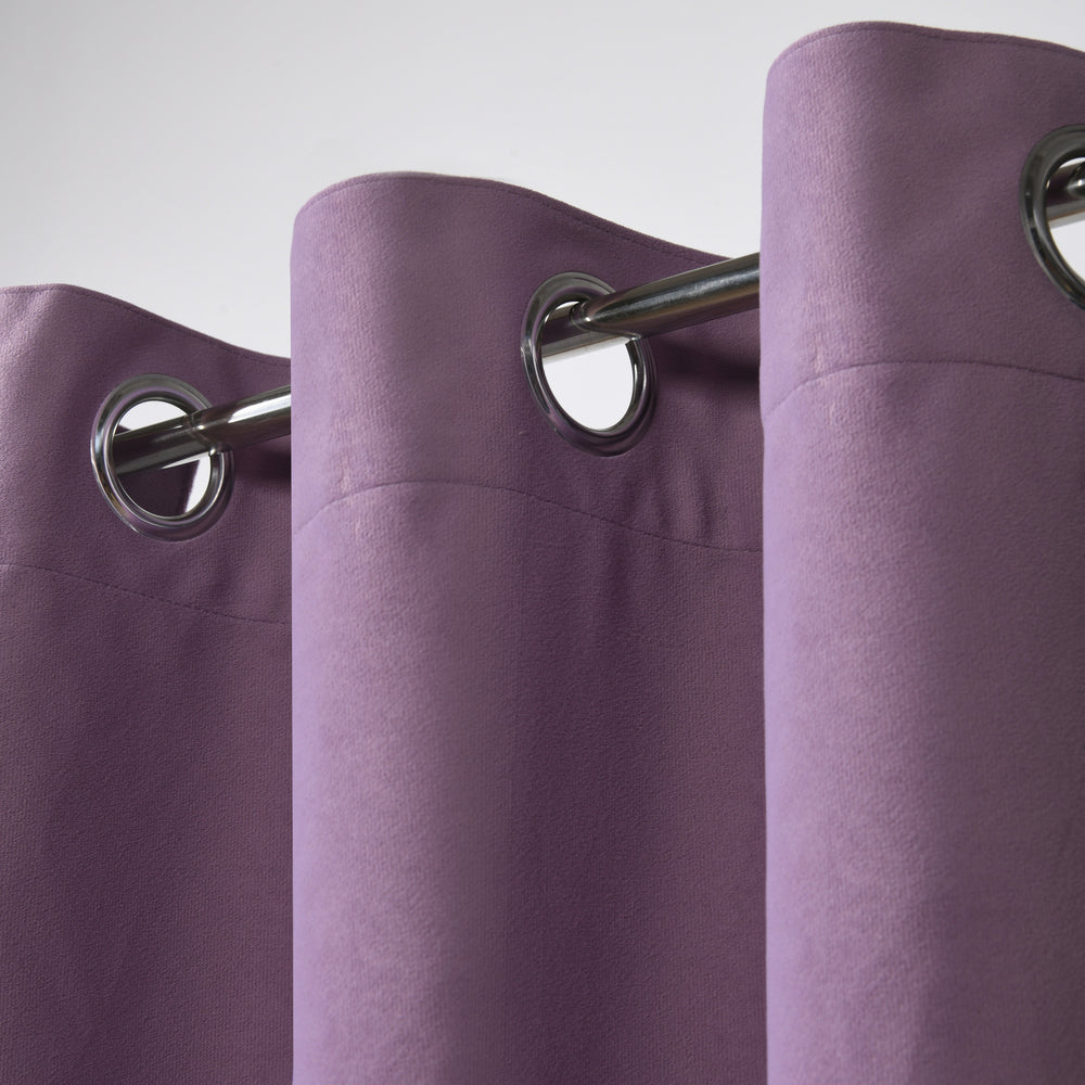 Cadence &amp; Co. Byron Matte Velvet 100% Blockout Eyelet Curtains Twin Pack Lilac 135x223cm