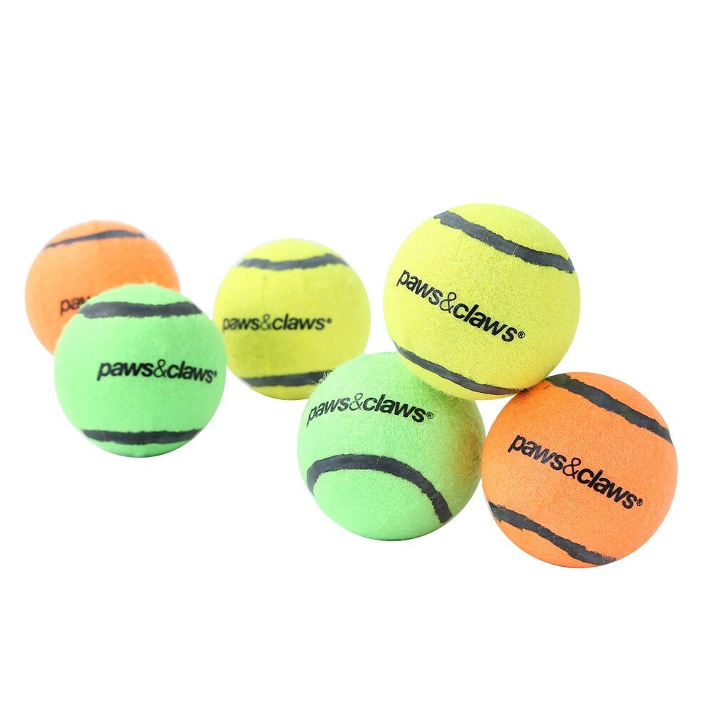 2PK Paws &amp; Claws Squeaky Tennis Balls Assorted