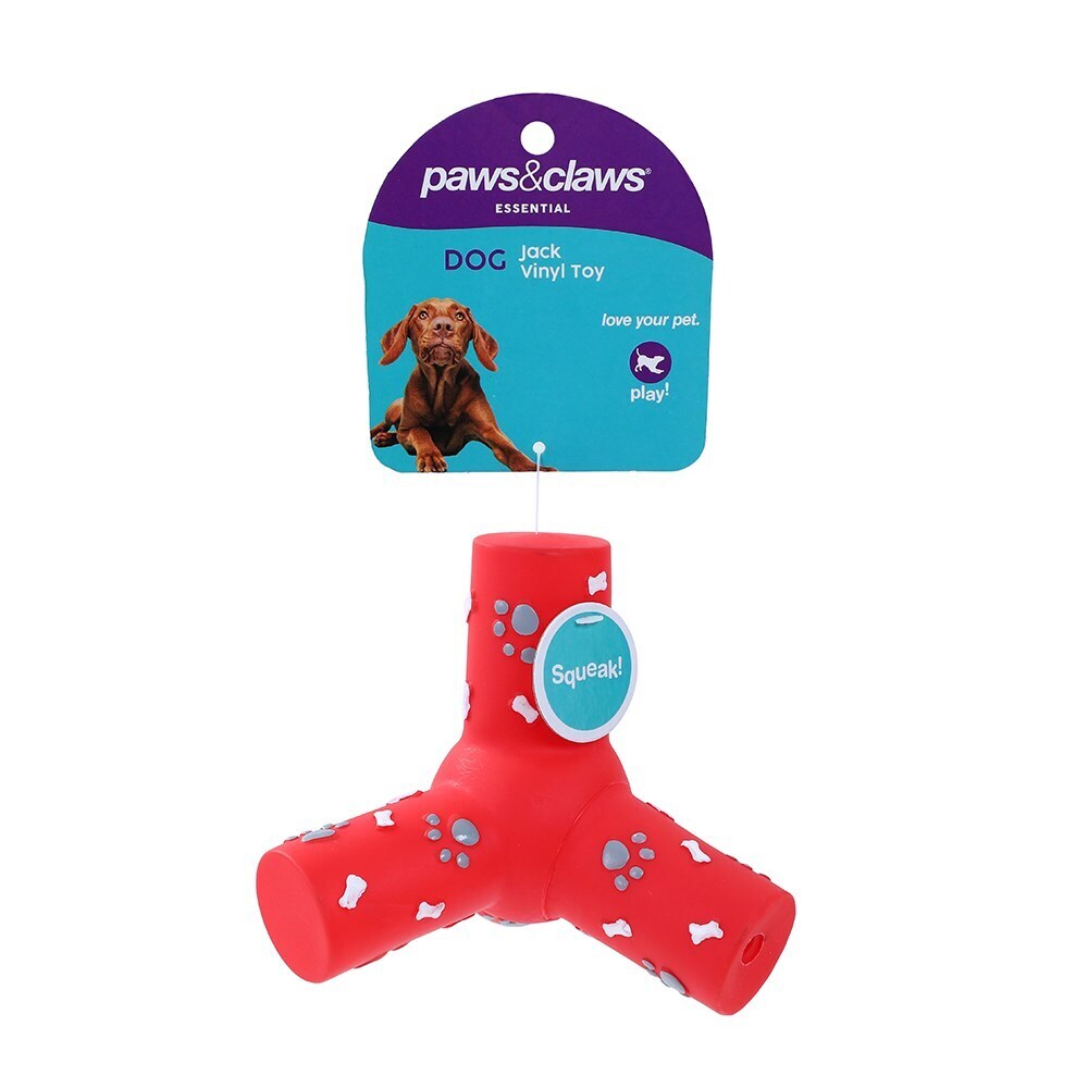 Paws &amp; Claws Vinyl Jack Squeaky Toy 13cm Assorted