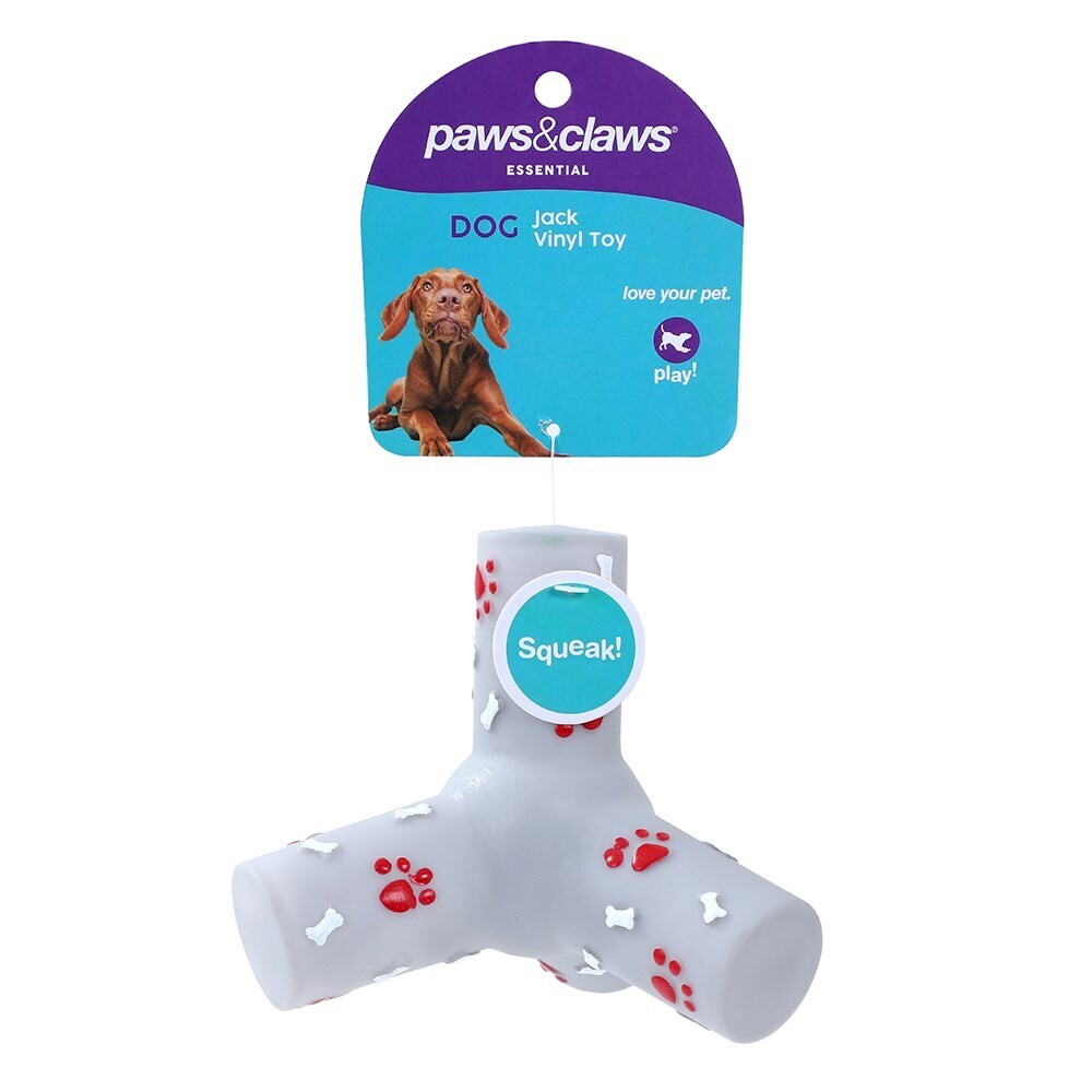 Paws &amp; Claws Vinyl Jack Squeaky Toy 13cm Assorted