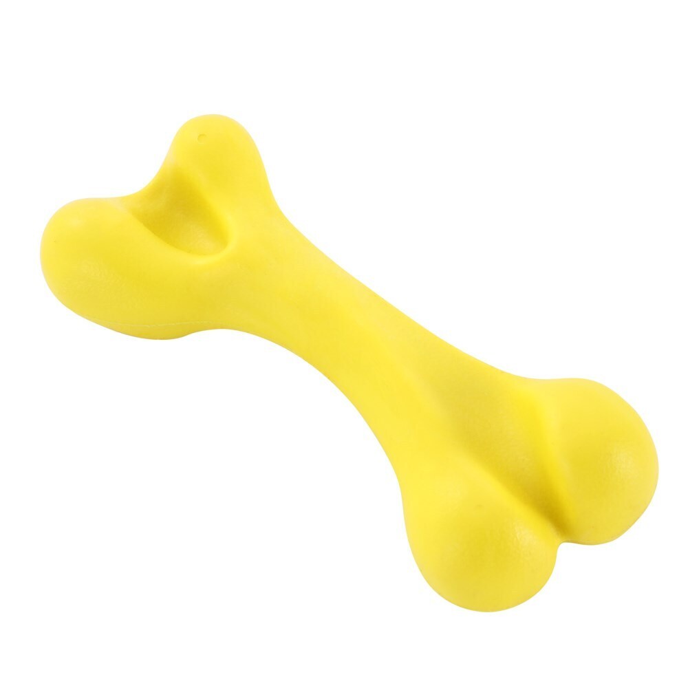 Paws &amp; Claws Flavour-Bone Classic Bone Beef Flavoured Rubber Toy 18X7cm Yellow