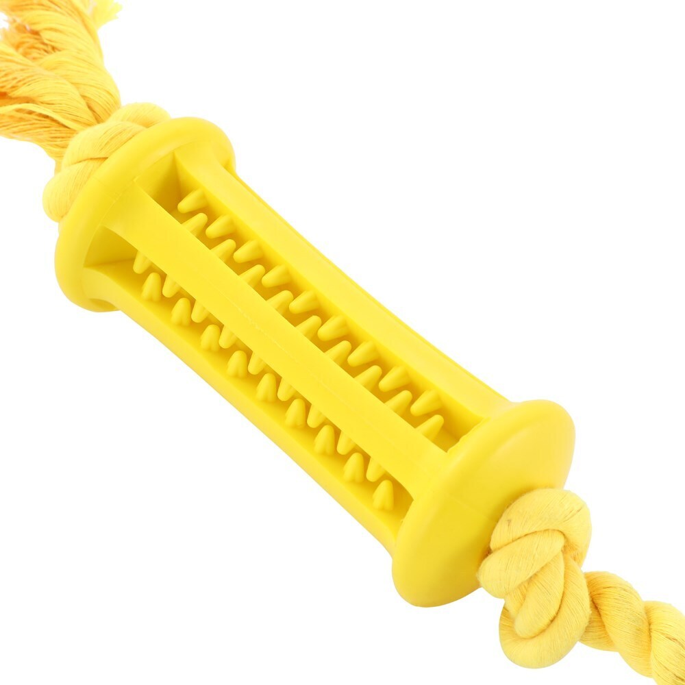 Paws &amp; Claws Flavour-Bone Rope Tugger Beef Flavoured Rubber Toy 36X5cm Yellow