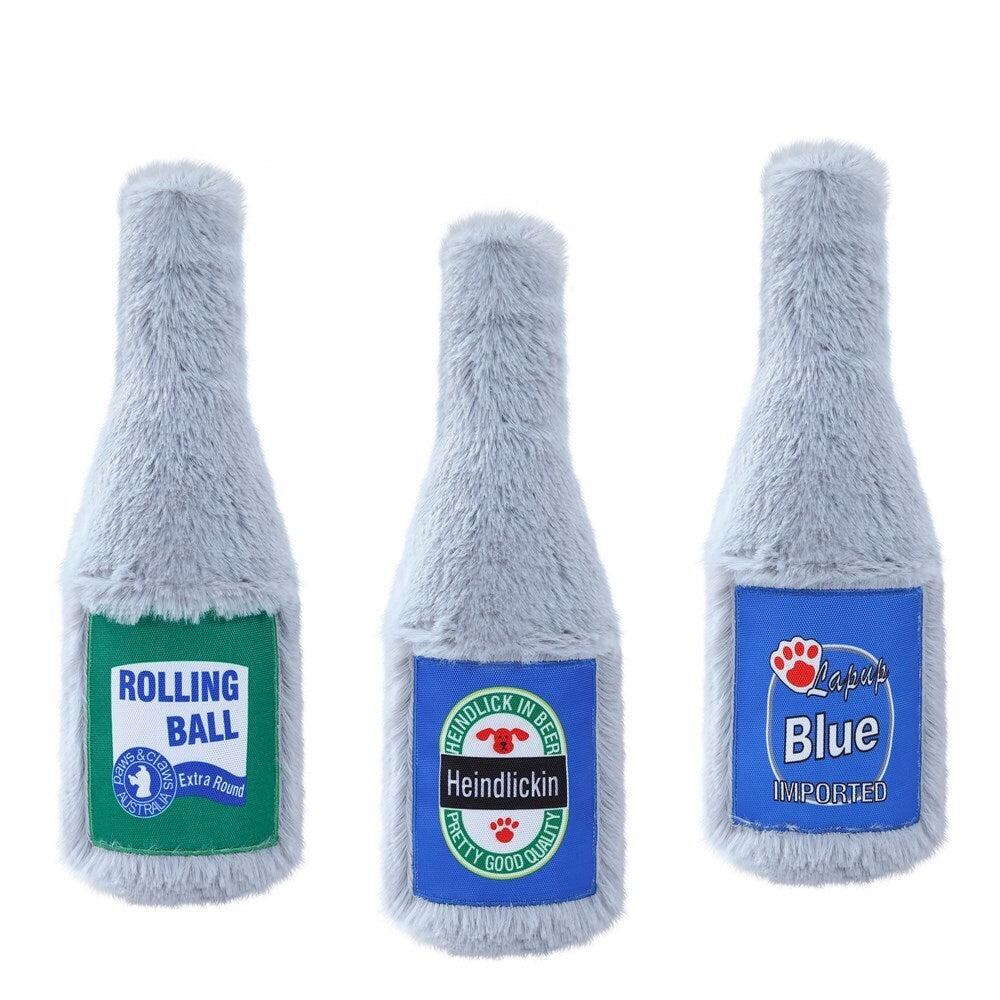 Paws &amp; Claws Furry Beer Bottle Plush 22x8cm Assorted