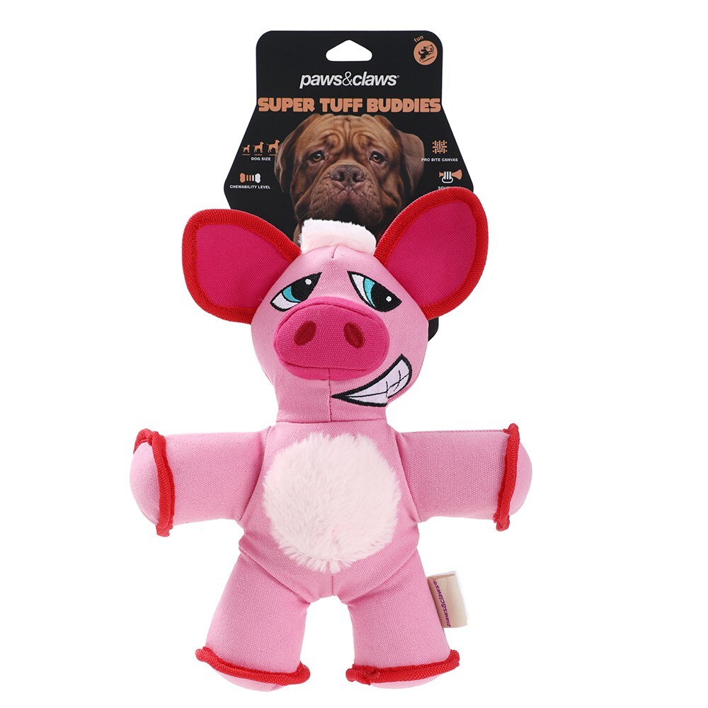 Paws &amp; Claws Pet/Dog Super Tuff Buddies 32x24cm Oxford Toy - Pig