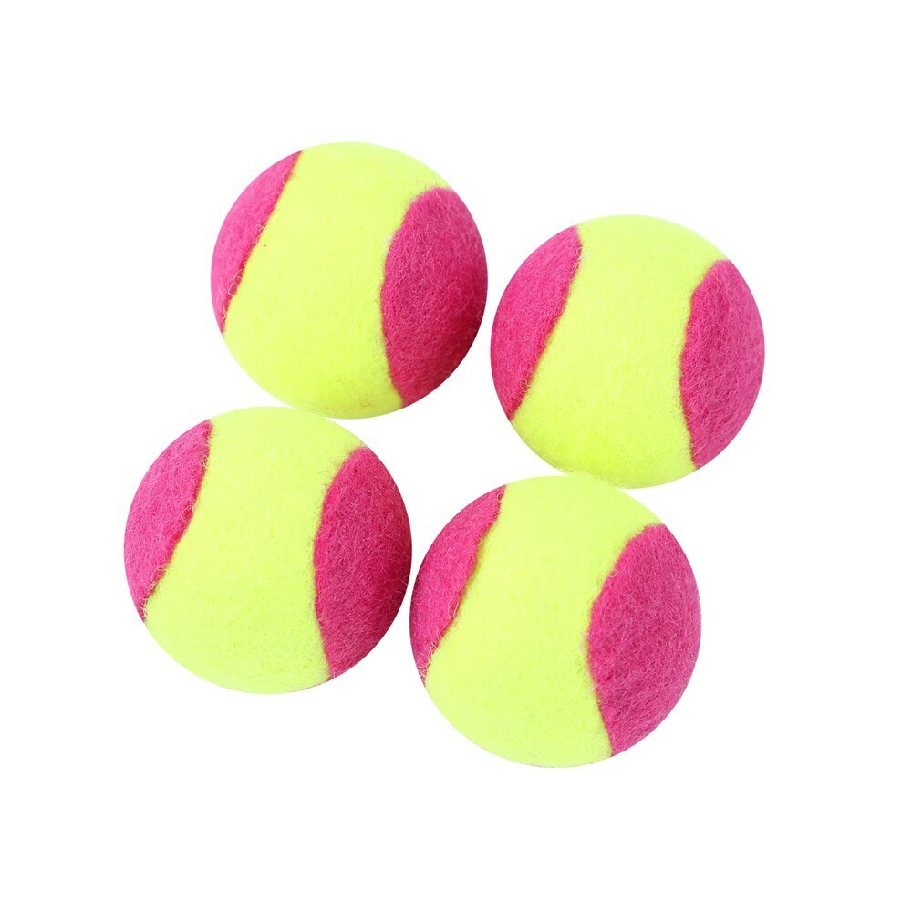 4PK Paws &amp; Claws Mini Felt Catnip Tennis Ball Pink 4cm