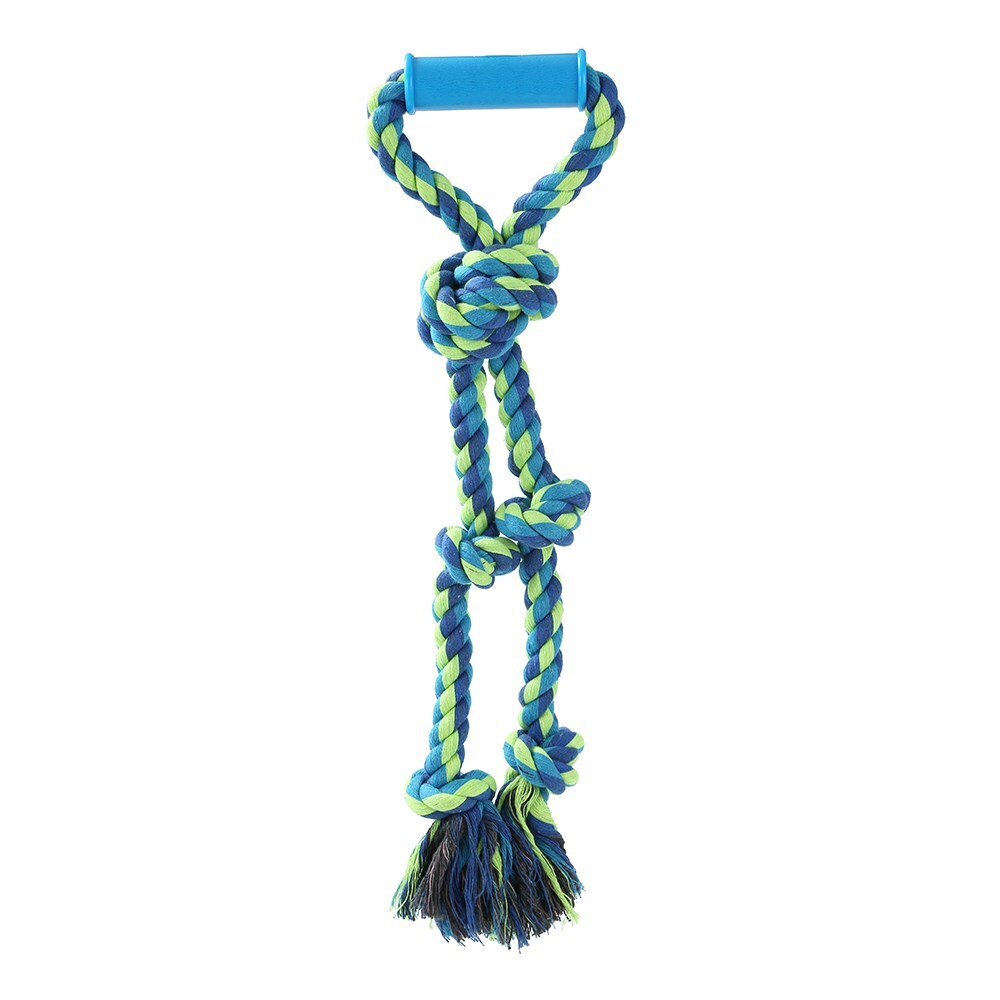 Paws &amp; Claws Twin Knotted Rope Tugger Toy W/ Handle 50cm