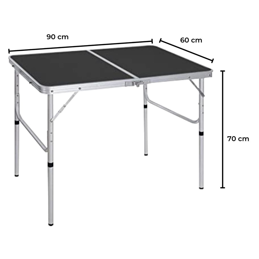 Kiliroo Folding Aluminium Camping Table Portable Outdoor Picnic Desk 90cm Black