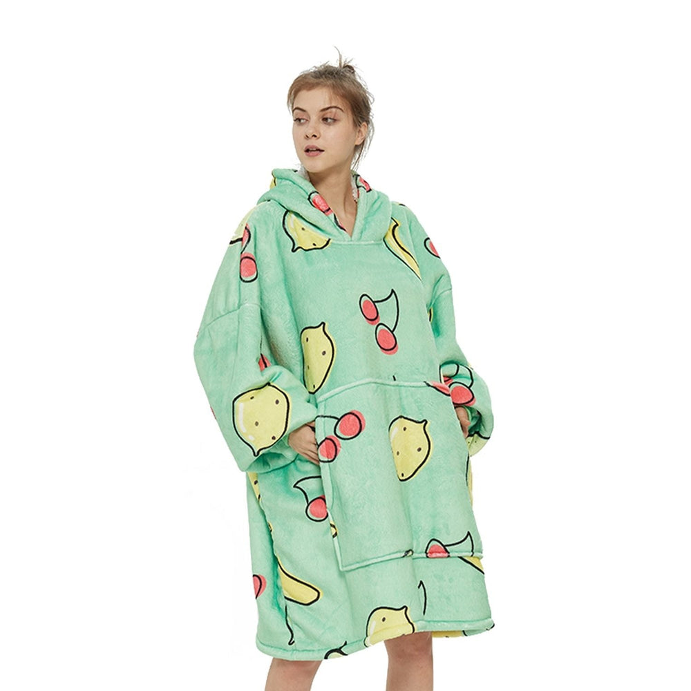 GOMINIMO Oversized Adult Blanket Hoodie Soft Comfy Fleece Warm Winter Clothes Cherry Lemon