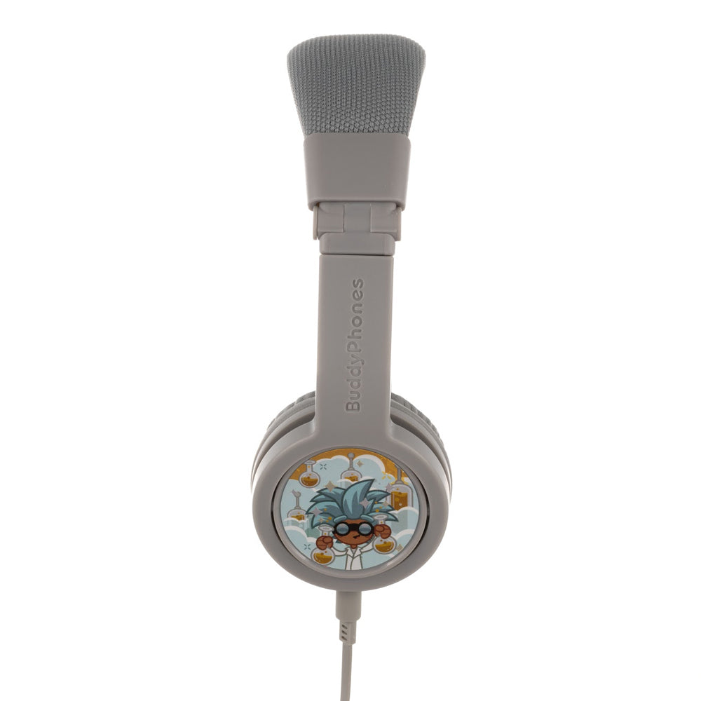 BuddyPhones Explore Plus Kids Wired Headphones w/ Stickers Grey Matter