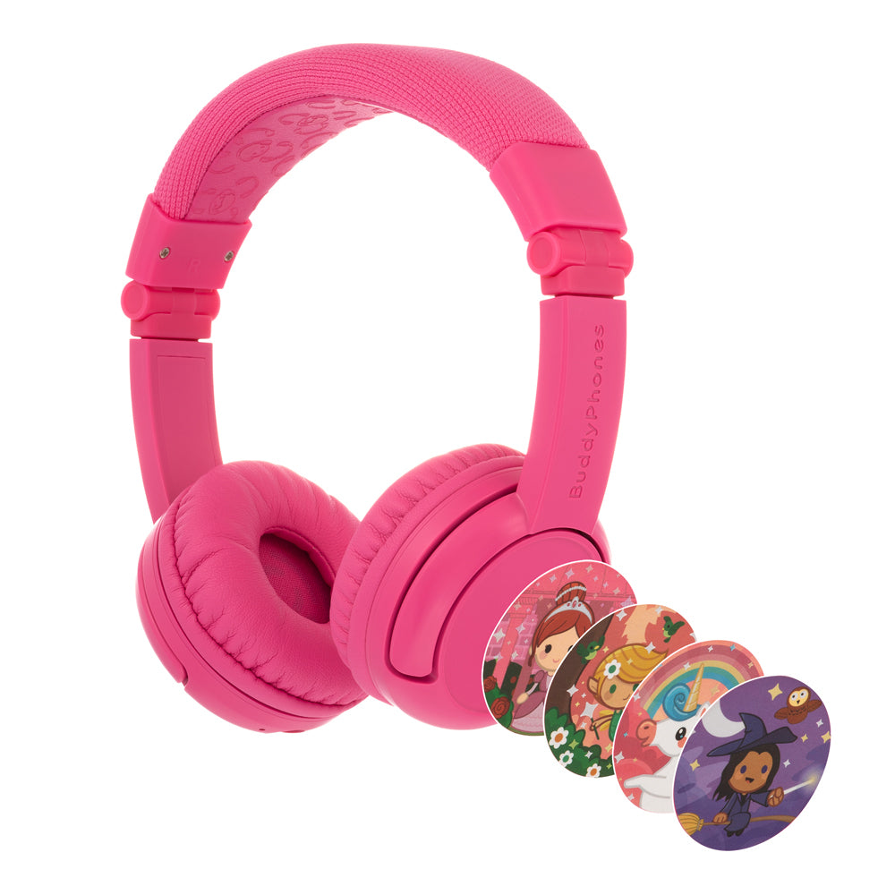 BuddyPhones Play Plus Kids Wireless/Bluetooth Headphones - Rose Pink